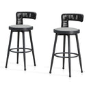 PURPLE LEAF Outdoor Swivel Bar Stools Set of 2 Metal Modern Rattan Bar Chairs with Backrest Aluminum Woven Barstools with Cushions