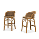 PURPLE LEAF Outdoor Bar Stools Set of 2 Rattan Patio Tall Bar Chairs Aluminum Frame with Back Barstools for Kitchen Garden Backyard Bistros Restaurant
