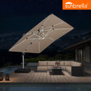PURPLE LEAF Premium SUNBRELLA Patio Cantilever Umbrella with Solar LED Lights