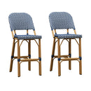 PURPLE LEAF Outdoor Bar Height Stools Set of 2 French Country Patio Rattan Bar Stool Chairs Outdoor Armless Barstools for Porch Garden Indoor Kitchen