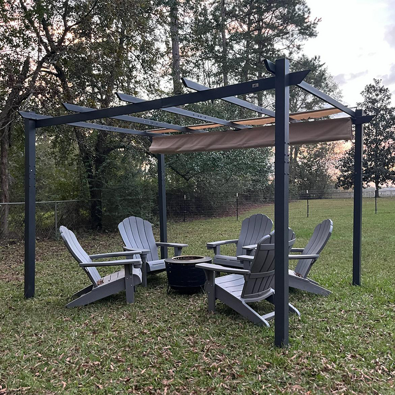 PURPLE LEAF Outdoor Retractable Pergola with Sun Shade Canopy Patio Aluminum Pergola for Garden