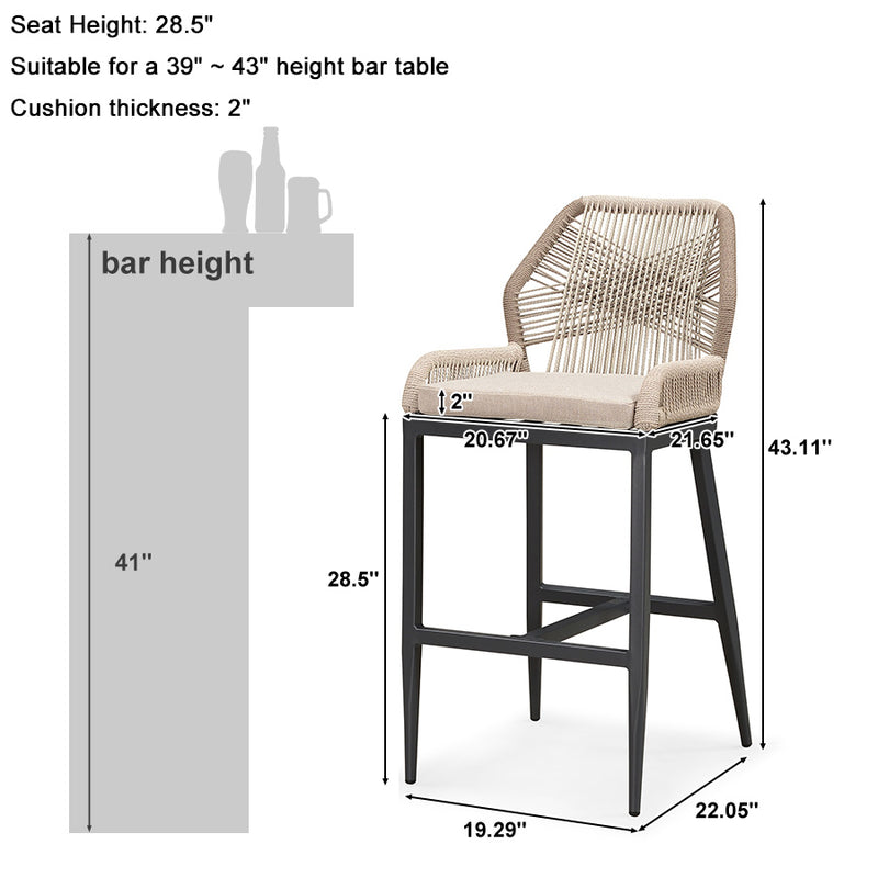 PURPLE LEAF Bar Stool Set of 2, Modern Counter Stool & Bar Stools with Cushions, Isand Bar Stools.