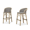 PURPLE LEAF Outdoor Bar Stools Set of 2 Rattan Patio Tall Bar Chairs Aluminum Frame with Back Barstools for Kitchen Garden Backyard Bistros Restaurant