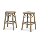 PURPLE LEAF Outdoor Bar Stools Set of 2 Rattan Patio Tall Bar Chairs Aluminum Frame with Back Barstools for Kitchen Garden Backyard Bistros Restaurant