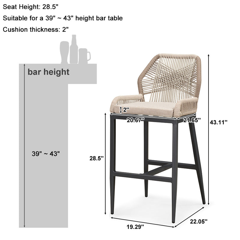 PURPLE LEAF Bar Stool Set of 2, Modern Counter Stool & Bar Stools with Cushions, Isand Bar Stools.