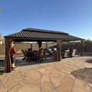 PURPLE LEAF Outdoor Hardtop Gazebo for Garden Bronze Double Roof Aluminum Frame Pavilion with String Lights-clear