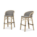 PURPLE LEAF Outdoor Bar Stools Set of 2 Rattan Patio Tall Bar Chairs Aluminum Frame with Back Barstools for Kitchen Garden Backyard Bistros Restaurant