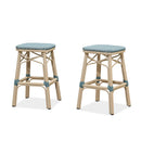 PURPLE LEAF Outdoor Bar Stools Set of 2 Rattan Patio Tall Bar Chairs Aluminum Frame with Back Barstools for Kitchen Garden Backyard Bistros Restaurant