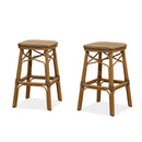 PURPLE LEAF Outdoor Bar Stools Set of 2 Rattan Patio Tall Bar Chairs Aluminum Frame with Back Barstools for Kitchen Garden Backyard Bistros Restaurant