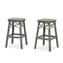PURPLE LEAF Outdoor Bar Stools Set of 2 Rattan Patio Tall Bar Chairs Aluminum Frame with Back Barstools for Kitchen Garden Backyard Bistros Restaurant