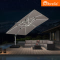 PURPLE LEAF SUNBRELLA Solar Cantilever Umbrella with Lights for Outdoor Patio