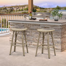 PURPLE LEAF Outdoor Bar Stools Set of 2 Backless Rattan Barstools with Saddle Seat and Footrest All Weather Aluminum Bar Chairs for Patio Kitchen Island Pool Balcony