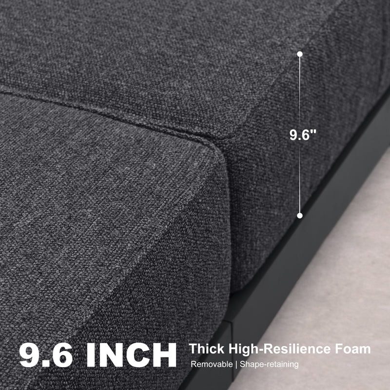 PURPLE LEAF Caesar Enclosed Patio Conversation Set with Grey Cushion Pillows and Ottoman for Porch Graden