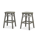 PURPLE LEAF Outdoor Bar Stools Set of 2 Rattan Patio Tall Bar Chairs Aluminum Frame with Back Barstools for Kitchen Garden Backyard Bistros Restaurant