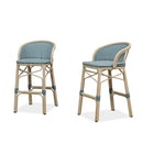 PURPLE LEAF Outdoor Bar Stools Set of 2 Rattan Patio Tall Bar Chairs Aluminum Frame with Back Barstools for Kitchen Garden Backyard Bistros Restaurant