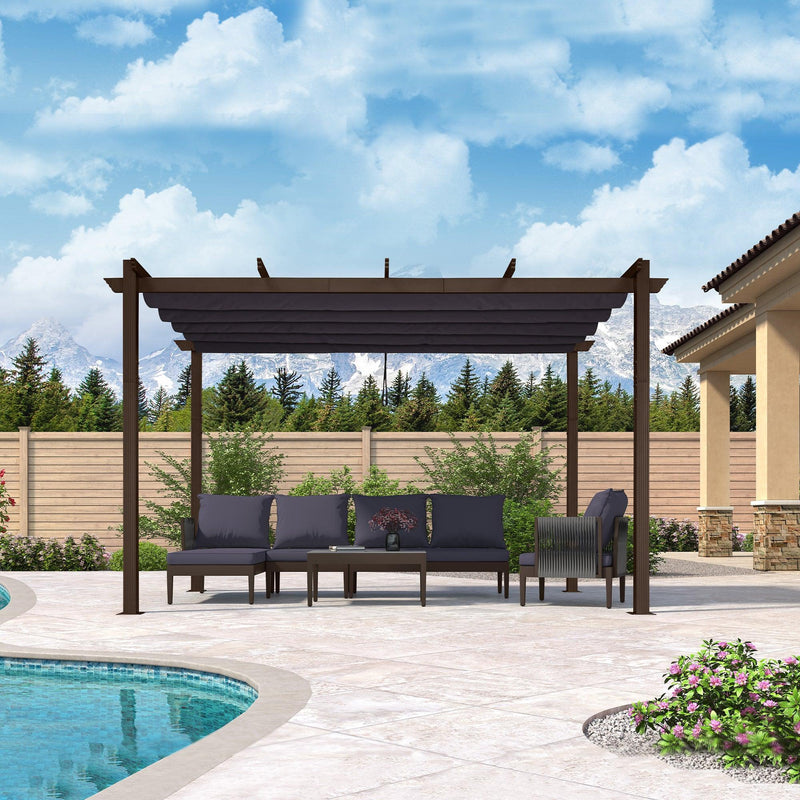 PURPLE LEAF Pergola Outdoor Retractable Metal Pergola with Canopy Patio Pergola with Shade Cover for Garden Pool Yard Beach Deck