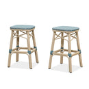 PURPLE LEAF Outdoor Bar Stools Set of 2 Rattan Patio Tall Bar Chairs Aluminum Frame with Back Barstools for Kitchen Garden Backyard Bistros Restaurant