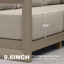 PURPLE LEAF Caesar Open-End Patio Conversation Set with Khaki Cushion Pillows and Ottoman for Modern Outdoor Deck