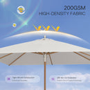 PURPLE LEAF Premium Teak‑Finish Aluminum Frame Outdoor Patio Market Umbrella with Rope Pulley Lift