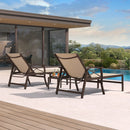 PURPLE LEAF Outdoor Chaise Lounge Chair Patio Pool Lounger Aluminum Chairs with Side Table and Wheels Adjustable Tanning Recliner with Armrests for Outside Backyard Deck Beach