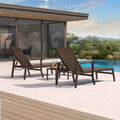 PURPLE LEAF Outdoor Chaise Lounge Chair Patio Pool Lounger Aluminum Chairs with Side Table and Wheels Adjustable Tanning Recliner with Armrests for Outside Backyard Deck Beach