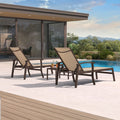 PURPLE LEAF Outdoor Chaise Lounge Chair Patio Pool Lounger Aluminum Chairs with Side Table and Wheels Adjustable Tanning Recliner with Armrests for Outside Backyard Deck Beach