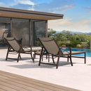 PURPLE LEAF Oversized Chaise Lounge Chair Outdoor Extra Wide Pool Lounge Chairs 5 Adjustable Position with Armrests and Side Table, Aluminum Patio Lounge Chair for Outside, Backyard, Pool