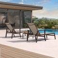 PURPLE LEAF Outdoor Chaise Lounge Chair Patio Pool Lounger Aluminum Chairs with Side Table and Wheels Adjustable Tanning Recliner with Armrests for Outside Backyard Deck Beach
