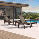 PURPLE LEAF Outdoor Chaise Lounge Chair Patio Pool Lounger Aluminum Chairs with Side Table and Wheels Adjustable Tanning Recliner with Armrests for Outside Backyard Deck Beach