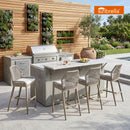PURPLE LEAF Patio Sunbrella Bar Stools Set of 2  Rattan Bar Aluminum Bar Stool Outdoor Barstools with Back and Cushion for Garden Kitchen Island