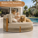PURPLE LEAF Outdoor Round Daybed Chaise Lounge with Adjustable Canopy for Patio, Olefin fabric cover, thickened seat and back cushion, adjustable canopy, all weather aluminum frame, elegant wicker design