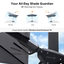 PURPLE LEAF Lateral Tilt Patio Umbrella with Base, 360° Swivel Cantilever Umbrella with Stand