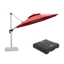 PURPLE LEAF Large Round Patio Cantilever Umbrella With Base for Deck, Pool, Backyard