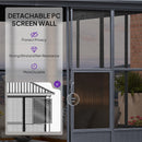 PURPLE LEAF Sunroom Hardtop Gazebo Solarium Grey Galvanized Steel Double Roof  All-Weather Aluminum Outdoor Screen House with String Lights