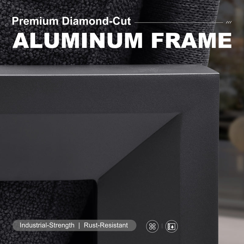 PURPLE LEAF Caesar Enclosed Patio Conversation Set with Grey Cushion Pillows and Ottoman for Porch Graden