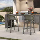 PURPLE LEAF Outdoor Bar Stools Set of 2 Rattan Patio Tall Bar Chairs Aluminum Frame with Back Barstools for Kitchen Garden Backyard Bistros Restaurant