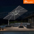PURPLE LEAF SUNBRELLA Solar Cantilever Umbrella with Lights for Outdoor Patio