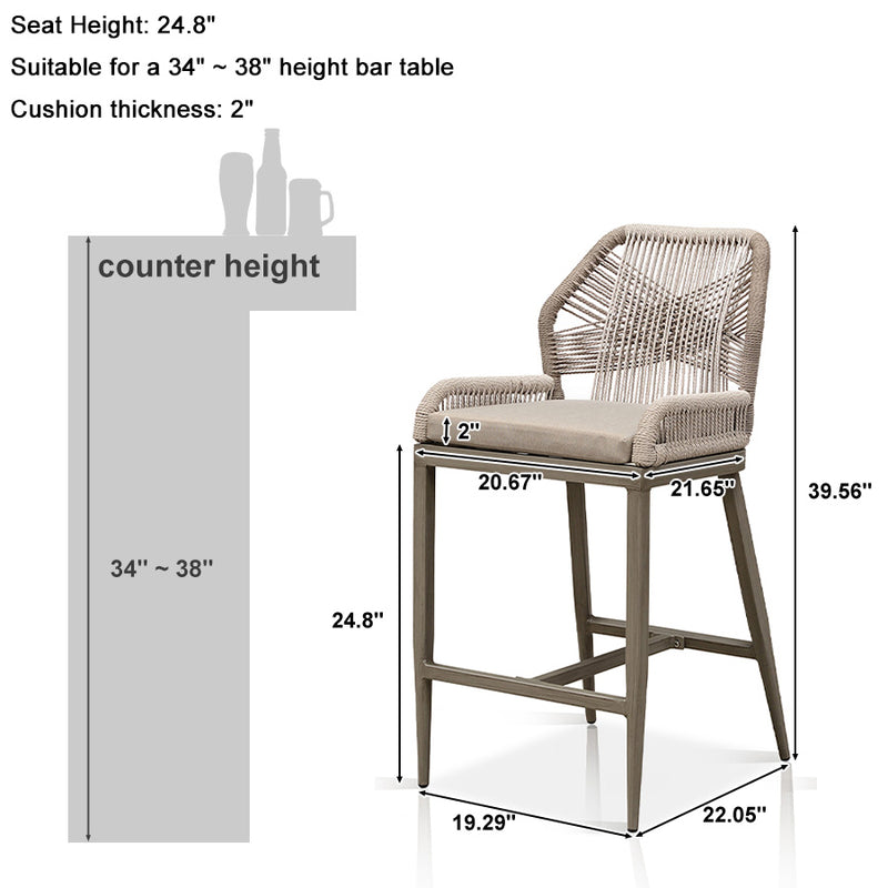 PURPLE LEAF Bar Stool Set of 2, Modern Counter Stool & Bar Stools with Cushions, Isand Bar Stools.