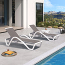 Clearance-PURPLE LEAF Patio Chaise Lounge Plastic Pool Outdoor Lounge Chair with Aluminum Frame Stackable Patio Tanning Chairs for Poolside Sunbathing Beach Deck Yard