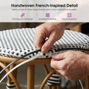 PURPLE LEAF Patio French Round Counter Stool Set of 2 Rattan Backless Stackable Barstools Aluminum Frame Footrest with Woven Wicker for Outdoor Kitchen Yard