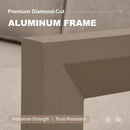 PURPLE LEAF Caesar Open-End Patio Conversation Set with Khaki Cushion Pillows and Ottoman for Modern Outdoor Deck