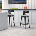 PURPLE LEAF Outdoor Swivel Bar Stools Set of 2 Metal Modern Rattan Bar Chairs with Backrest Aluminum Woven Barstools with Cushions