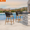 PURPLE LEAF Sunbrella Counter Height Outdoor Bar Stool , Teak