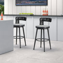 PURPLE LEAF Outdoor Swivel Bar Stools Set of 2 Metal Modern Rattan Bar Chairs with Backrest Aluminum Woven Barstools with Cushions