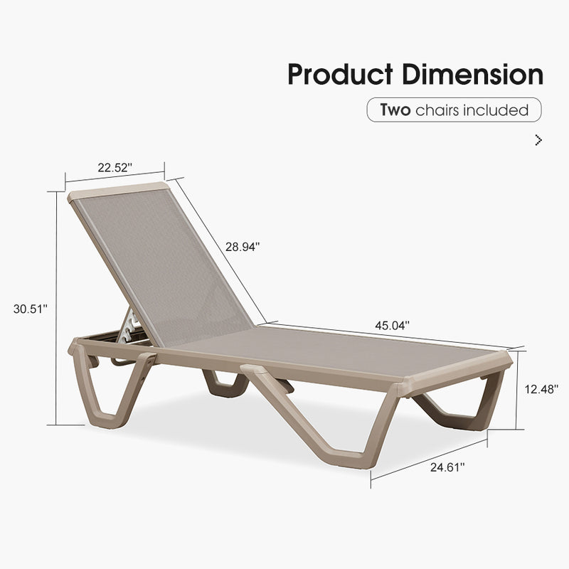 Stackable Outdoor Chaise Lounge Set | Pool Chair