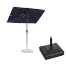 PURPLE LEAF Crank and Tilt Rectangular Outdoor Patio Market Umbrella with Base