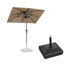 PURPLE LEAF Crank and Tilt Rectangular Outdoor Patio Market Umbrella with Base