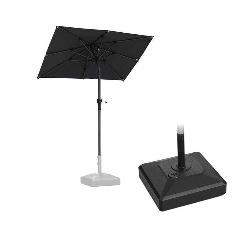 PURPLE LEAF Crank and Tilt Rectangular Outdoor Patio Market Umbrella with Base
