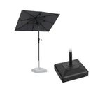 PURPLE LEAF Crank and Tilt Rectangular Outdoor Patio Market Umbrella with Base
