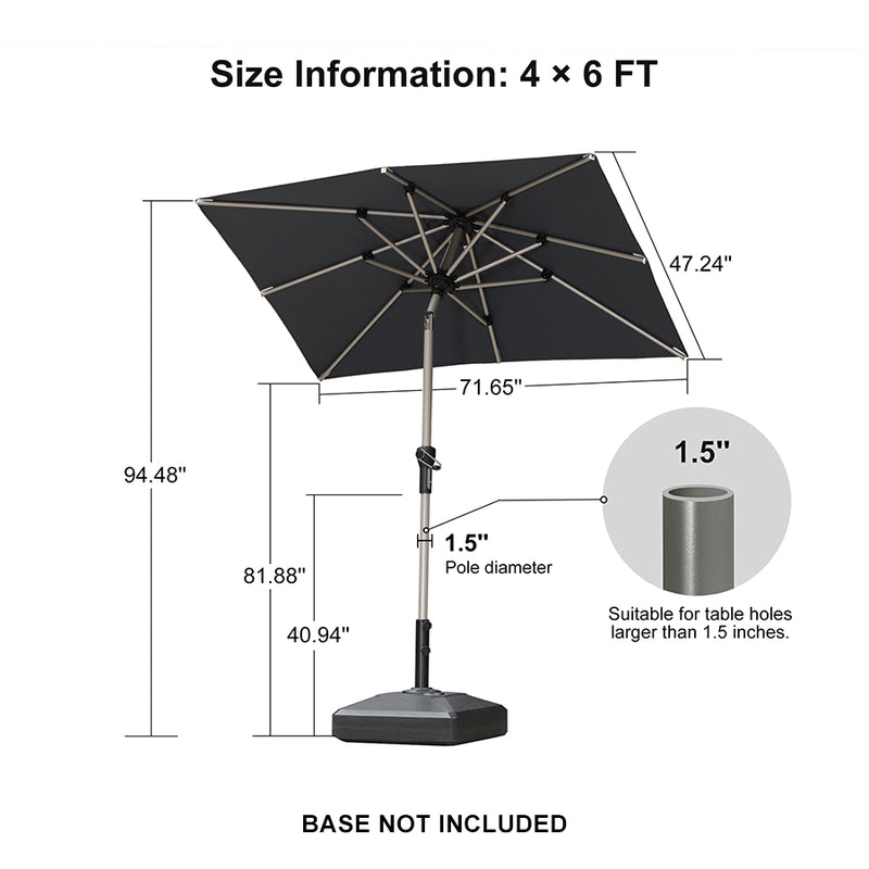 PURPLE LEAF Deluxe Aluminum Market Umbrella, Outdoor Table Umbrella for Patio, Porch